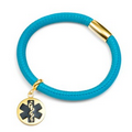 Turquoise Lamb Leather Black Medical Gold Charm Bracelet